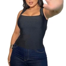 3 Women's Tank Tops With Thick Straps And Lining In Suplex Fabric With Elastane. - preto, branco e marrom - Xem 2