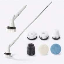 SOKANY 2024 New Bathroom Cleaner Brush, Shower Scrubber With Long Handle & Heads Replacement, Cleaning Supplies For Tub Shower Tile Floor