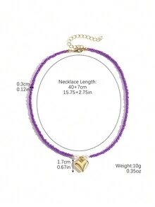 1 件时尚可爱的多颗紫白色种子珠串珠项链，适合女性搭配日常服装派对 - Purple Seed Beads - 查看 13