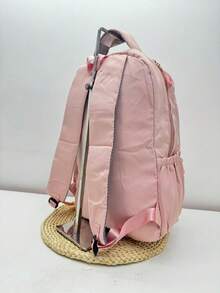 Large Capacity School Backpack For Women Students Waterproof Nylon - Hồng - Xem 2