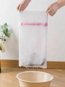 1/4 包多用途洗衣网袋，带拉链封口，耐用织物洗衣袋，适用于精致衣物、内衣和衣服，编织矩形，可机洗 - 彩色 - 查看 6