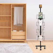 4 Tier 360° Rotating Greeting Card Rack Retail Display W/16 Pocket For Postcards