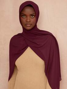 1pc Basic Pearl Chiffon Muslim Hijabs Scarf, Daily Wear - Multicolor - View 33