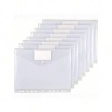8pcs/16pcs 11-Hole Clear Plastic Storage Zipper Bag With Snap/Hook And Loop Closure, Fit For A4 Binders With 2/3/4 Rings Back To School,Back To School,School Supplies - Clear - View 14