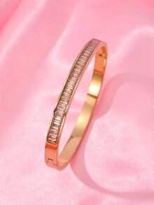 1 chiếc vòng tay trang trí hoa bốn lá pha lê tinh xảo, phù hợp để đeo hàng ngày cho phụ nữ - Hoa hồng vàng - Xem 5