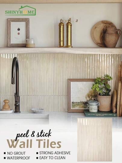 Wood Grain Design Peel And Stick Backsplash-10/30 Sheets Of 9" X 11.8"-3D Adhesive Peel And Stick Tile Backsplash For Kitchen, Bathroom, Wall Tile, RV