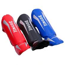 Boxing Leg Guards With The Back Of The Foot Sparring Grappling Shin Guards Muay Thai Thickened Fighting Guards Ankle Guards Taekwondo Leg Guards PU Thickened Sports Guards - Đỏ - Xem 7