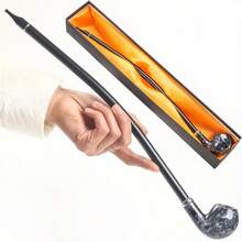 1 chiếc tẩu hút thuốc Churchwarden dài màu đen, 15,75 inch dành cho nam giới, phụ kiện hút thuốc lá kèm hộp quà tặng - 1PC - Xem 2