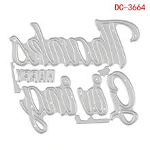 1 件金属碳钢“谢谢”和“感恩节快乐”文字图案模板模具，DIY 手工剪贴簿贴纸，生日贺卡，节日浮雕卡片装饰 - 銀色 - 查看 13