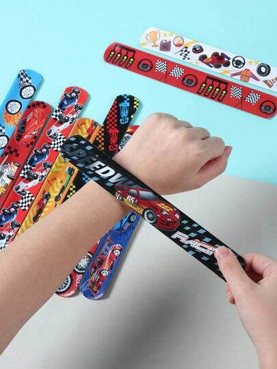 12 قطعة أساور رياضية متحركة سباق السيارات ديكور حفلة، أساور اسوار قابلة للطي، أساور رياضية، أساور متحركة بالجملة لحفلات الأعياد والاحتفالات المنزلية والمكرمات، و لتوزيع الهدايا