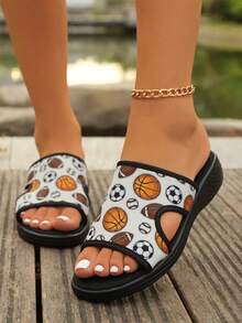 Giày sandal đế xuồng đế xuồng thời trang mới cho nữ, màu trắng và đen - Nhiều màu - Xem 1