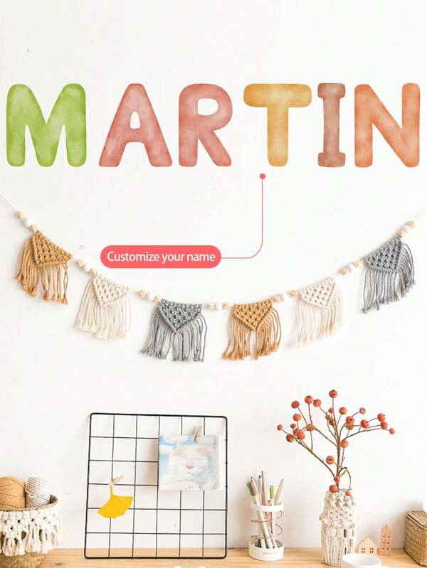 1 pièce Autocollant mural personnalisé de 30 x 120 cm avec 26 lettres assorties, autocollant mural personnalisé, peinture auto-adhésive pour la chambre à coucher, le salon, le bureau, l'école, la décoration de la maison, PVC amovible