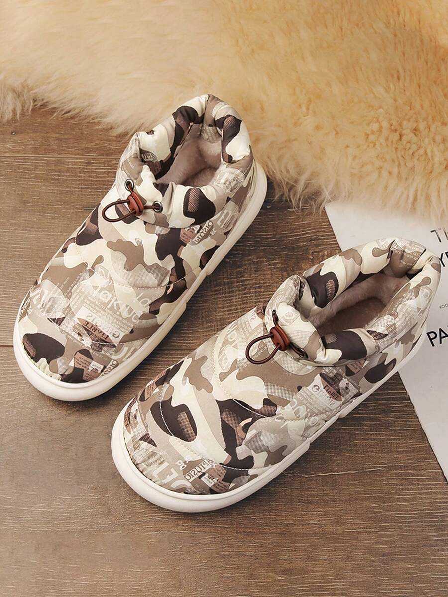 秋冬款时尚撞色室内外防滑休闲男士雪地靴 - 卡其色 - 查看 1