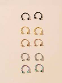 8pcs/16pcs/10pcs Stainless Steel C-Shaped Nose Rings