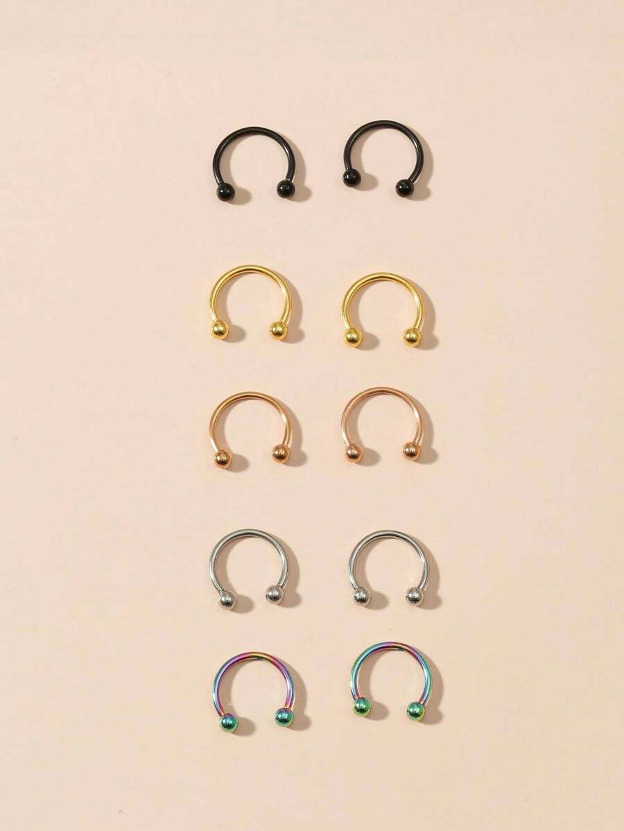 8pcs/16pcs/10pcs Stainless Steel C-Shaped Nose Rings
