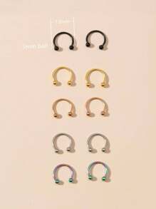 8pcs/16pcs/10pcs Stainless Steel C-Shaped Nose Rings