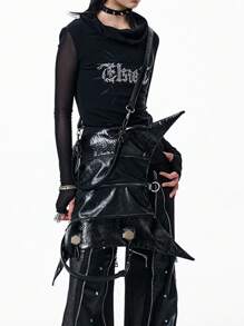 The New Dark Cool Girl Large-Capacity Shoulder Bag With Multi-Back Method And Multi-Pocket Design Four-Pointed Star Bag Is The Same Niche Retro Solid Color Special-Shaped Y2K Crossbody Bag Halloween Christmas Eve Cosplay Bag.