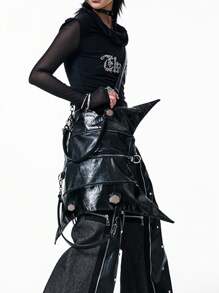 The New Dark Cool Girl Large-Capacity Shoulder Bag With Multi-Back Method And Multi-Pocket Design Four-Pointed Star Bag Is The Same Niche Retro Solid Color Special-Shaped Y2K Crossbody Bag Halloween Christmas Eve Cosplay Bag.