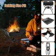 Lifezeal 3-In-1 Portable Charcoal Grill Folding Camping Fire Pit With Carrying Bag & Gloves Black/Coffee
