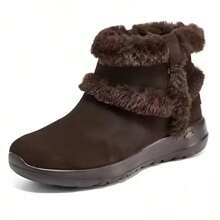 Skechers Slip-On Comfortable & Durable Snow Boots With Chunky Sole, Retro Warm Short Boots