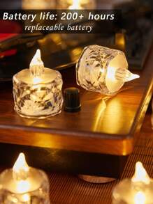 24Packs Flameless LED Tea Lights Candles Battery Operated, Flickering Lights For Yoga/Home/Wedding Decor, Holiday Gifts & Romantic Ambiance Decorate, Crystal Accented Plastic Candles For Indoor Decor, Perfect For Christmas, Parties, Outdoor, Table, Halloween, Anniversaries, Holidays And Proposals, Dining Room, Camping, Autumn Decoration, Harvest Day Decoration, Room Decoration, Bedroom Decoration(Warm White, Battery Included) (1.5" 1.9") - 彩色 - 查看 5