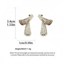 1pc Luxury Moissanite Crossover Teardrop Hoop Earrings, Versatile Jewelry For Women's Daily Wear