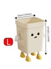1pc Cream Style Garbage Can, New High-Quality Aesthetic Home Use Cartoon Cute Large Size Trash Can For Living Room, Bedroom, Kitchen, Bathroom Home Bathroom Decor Bathroom Organizer Fall Decor Back To School