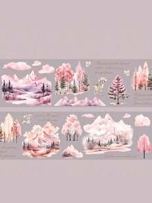 林地风景遮蔽胶带，“在野外”系列，2.35 英寸 * 1.57 英寸，各种奇幻设计，多场景创意规划装饰配件，用于剪贴簿、日记本和文具美学的透明胶带 - 均碼 - 查看 15