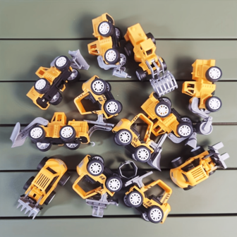 12 件迷你工程车玩具套装（适合男孩） - 耐用塑料，多色，适合小男孩的完美礼物