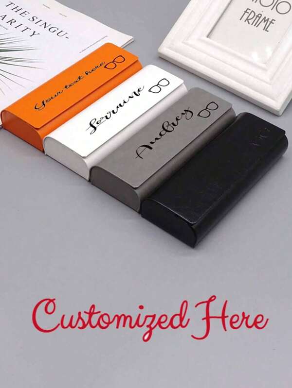 1pcLeather Glasses Case Anti-Pressure Myopia Glasses Case Fashion Large Capacity Glasses Customized Name Picture