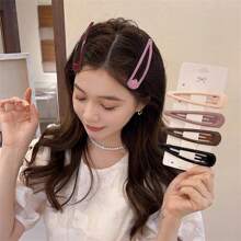 4个/套 大号10厘米发夹，简约优雅刘海/马尾发夹，闪亮水滴设计，适合日常造型和户外活动，发夹，发卡，学生用品，发饰，头部饰品，女士发饰，发夹 - 彩色 - 查看 3
