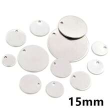 30 件 6-25 毫米圆形吊饰不锈钢镀金圆形单孔吊饰 DIY 项链吊坠珠宝配件 - round charms - 查看 18