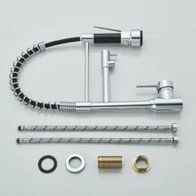 Modern Kitchen Sink Faucet With Pull Down Sprayer Single Handle Single Hole 360° Swivel Mixer Tap - Chrome - View 10