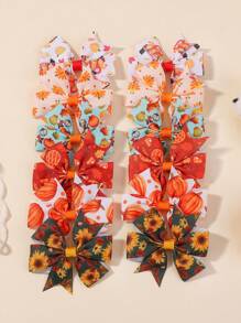 bilicaca 12 stuks/set Thanksgiving Kids vlinder haarspeldjes, vakantiestijlen met esdoornblad, pompoen, kalkoenpatronen, willekeurige kleuren, baby zijclips