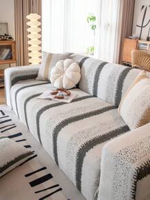 1 件 4 季弹力一体式沙发套，布艺防滑全包裹沙发座垫，可洗防尘沙发毯，宠物友好型装饰保护套，适用于卧室、办公室、客厅 - 黑色 - 查看 5