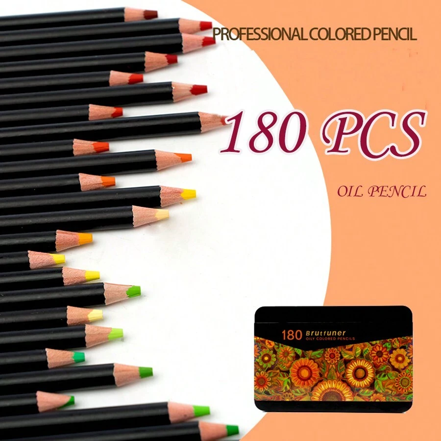 1 件 180 支预削尖 HB 油性彩色铅笔锡盒套装 - 0.5 毫米铅，适合专业素描和绘画，木制铅笔 - 180支 - 查看 1