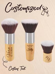 Customized Engraved Wooden Makeup Brushes, Bamboo Handle Bridesmaid Makeup Brushes, Wedding Supplies