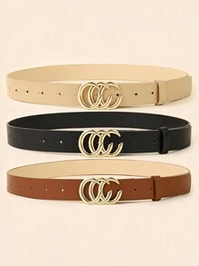 1 chiếc thắt lưng da khóa kim loại đơn giản thời trang dành cho nữ, phụ kiện đa năng thường ngày cho váy, áo khoác, quần jean - A - Xem 3