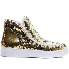 Hängende und paillettenbesetzte Körbe mit Couture-Fantasie auf Corde und Semelle Epaisse