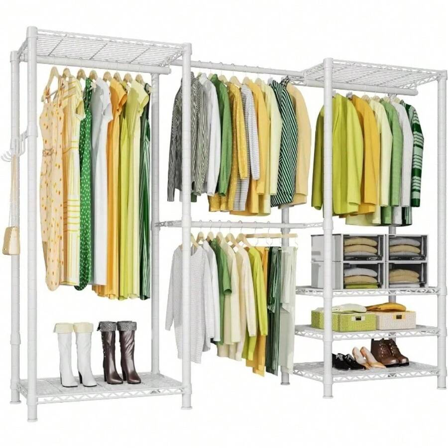 Heavy Duty Closet Garment Rack, 6 Tiers Adjustable Metal Freestanding