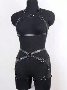 Dây nịt toàn thân cho phụ nữ bằng da giả Garter Belt Sexy Lingerie Bondage Vớ Belt Bra Cage Suspenders Rave Party Gothic Quần áo - màu đen - Xem 4