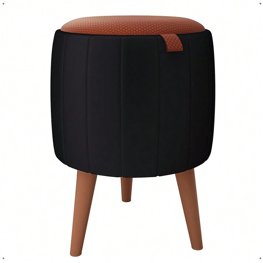 Upholstered Pouffe Moses Stool Decorative For Living Room Sofa Retro Feet - màu đen - Xem 1