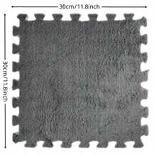12pcs Set Modular Carpet, Bedroom Rug, Ins-Style Square Floor Mat, Bedside Rug, Anti-Slip Pad - Dark Grey - View 9