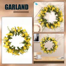 1 Pezzo Corona finta di fiori gialli di margherite, decorazione domestica, decorazione per festività, corona di crisantemi - Multicolore - Visualizzare 4