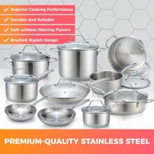 Mueller Pots And Pans Set 17-Piece, Ultra-Clad Stainless Steel Cookware Set, Large Pot Set, Saucepans, Skillets, Stockpot, Glass Lids, Induction Safe - 11-piece Set - View 5