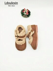 Nuove scarpe piatte con imbottitura in pile per bambini, autunno/inverno, scarpe casual e calde, semplice design per ragazze, adatte per uso quotidiano e attività all'aperto alla moda