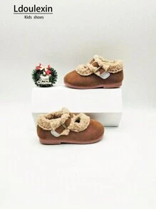 Nuove scarpe piatte con imbottitura in pile per bambini, autunno/inverno, scarpe casual e calde, semplice design per ragazze, adatte per uso quotidiano e attività all'aperto alla moda