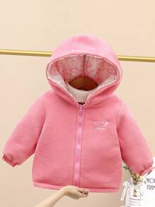 儿童双面冬季夹克，防风羊毛连帽外套，保暖加厚派克大衣，适合男孩和女孩，幼儿，小孩，大孩子