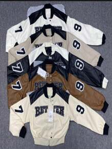 Casual Colorful Graphic Leather Jacket - Black - View 6