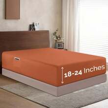 Elegant Comfort Luxury 1pc Extra Deep 18-24 Inch Deep Pocket Fitted Sheet - All Around Elastic Bedding Mattress Covers With Deep Pocket Up To 24 Inch And Double Sided Storage Pockets, Ultra Soft Machine Washable Luxury 1-Piece Bed Fitted Sheet - Fade And Wrinkle Resistant Premium Hotel Quality Twin/Full/Queen/King/Cal King Fitted Sheet, Christmas Decorations Gifts, Cozy Winter Styles, Moody Shades - 珊瑚 - 查看 1